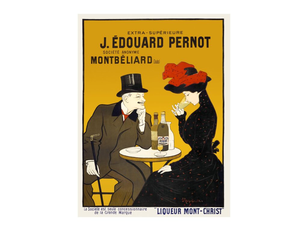 Vintage French drinks poster J Edouard Pernot by Leonetto Cappiello 1900, framed wall art mockup