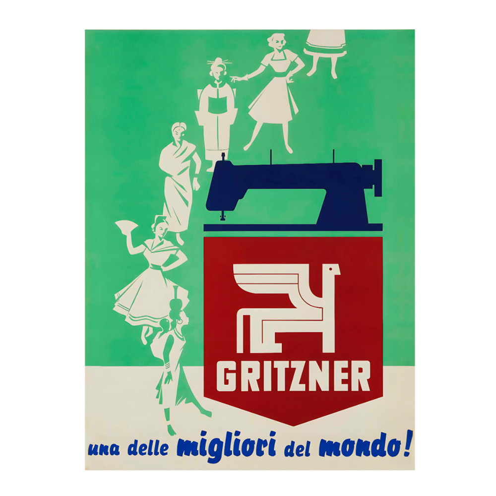Vintage Italian sewing machine poster 1950-60