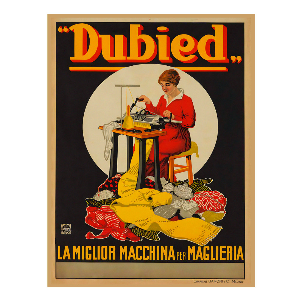 Vintage knitting machine poster 1950s
