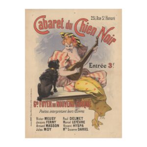 Vintage entertainment poster Cabaret du Chien Noir by René Péan 1896, framed wall art mockup