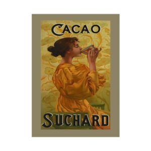 Vintage chocolate poster Cacao Suchard, 1900-1910, framed wall art mockup