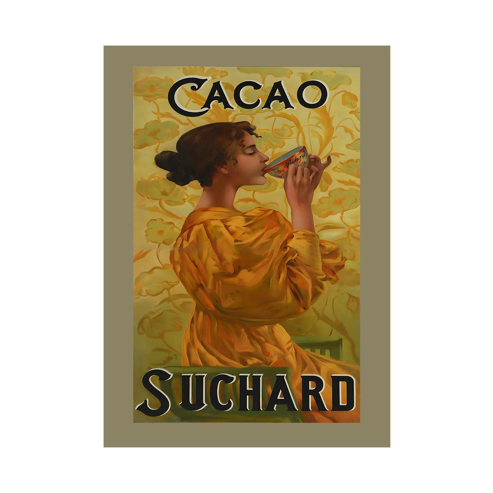 Vintage chocolate poster Cacao Suchard, 1900-1910, framed wall art mockup