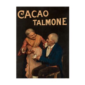Vintage Italian cacao poster Cacao Talmone by Oschner 1890-1924, framed wall art mockup