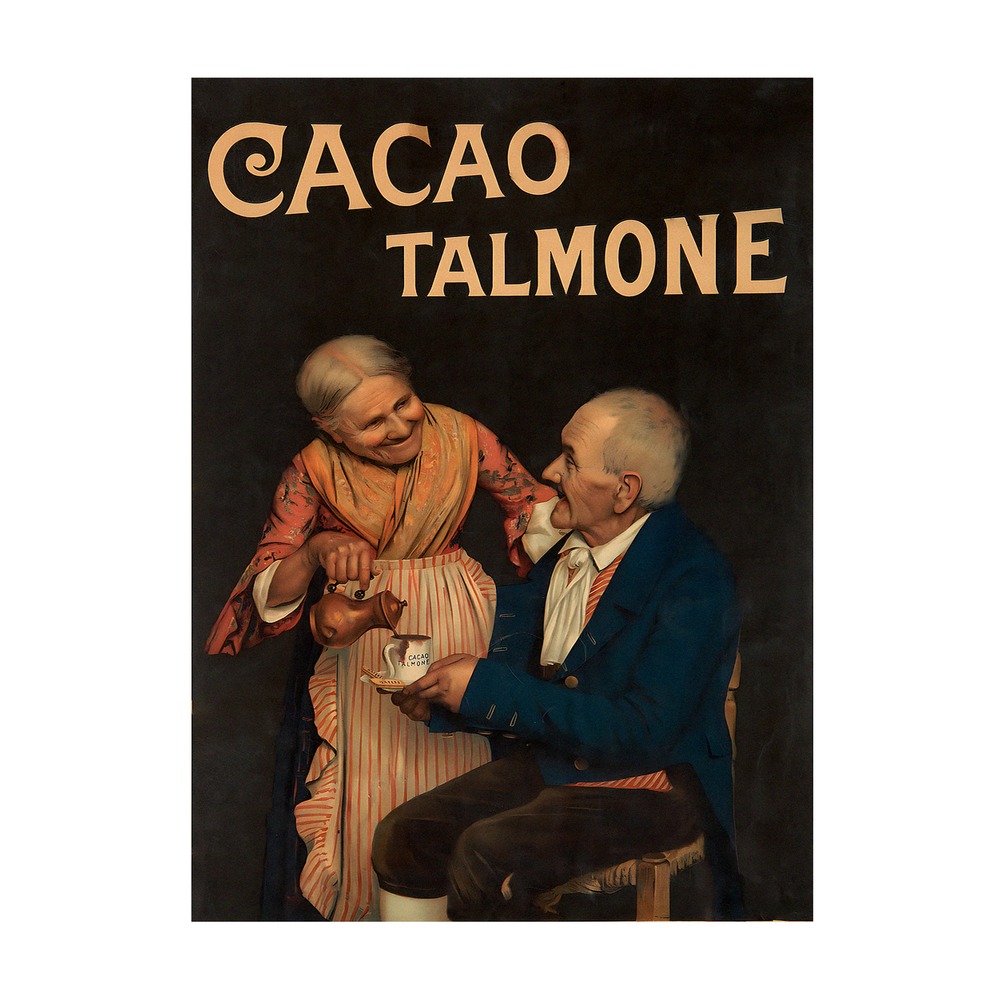 Vintage Italian cacao poster Cacao Talmone by Oschner 1890-1924, framed wall art mockup