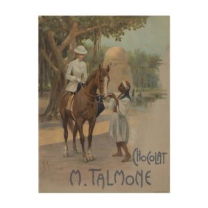 Vintage Italian chocolate poster Chocolat M. Talmone by Alberto Rossi, 1909, framed wall art mockup