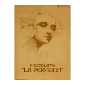 Vintage Italian chocolate poster Cioccolato La Perugina by Federico Seneca, 1915-1925, framed wall art mockup