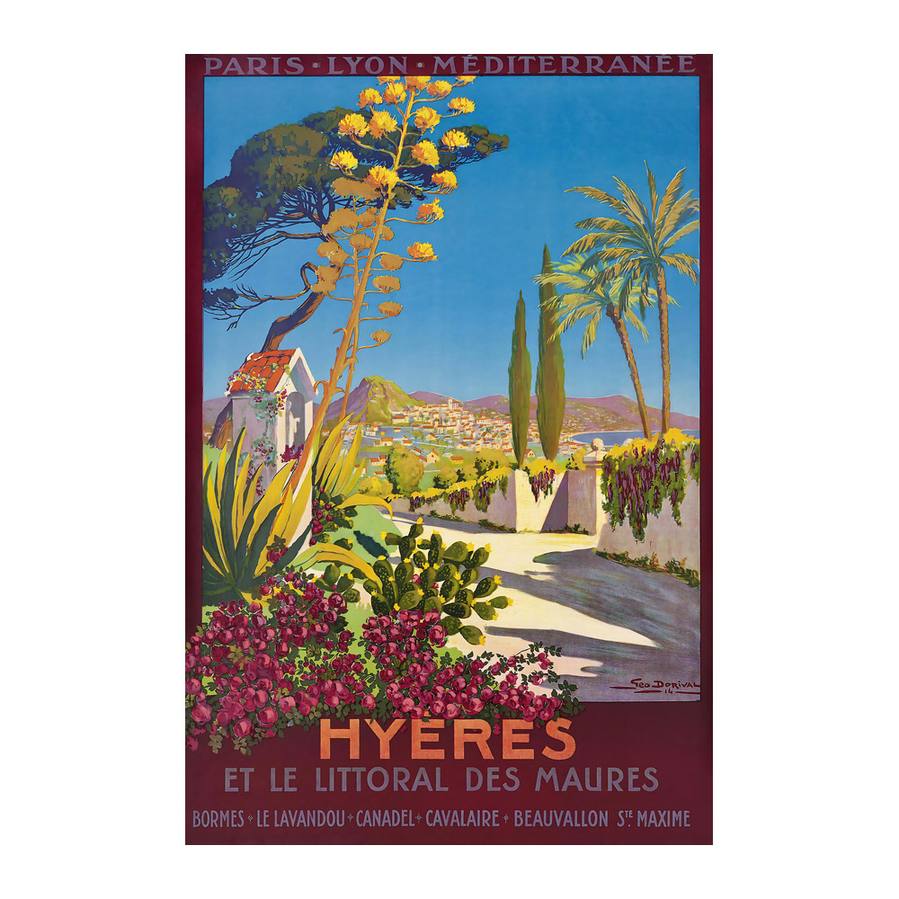 Hyères vintage French travel poster by Georges Dorival 1914 - digitally restored printable wall art mockup