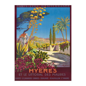 Hyères vintage French travel poster by Georges Dorival 1914 - digitally restored printable wall art mockup