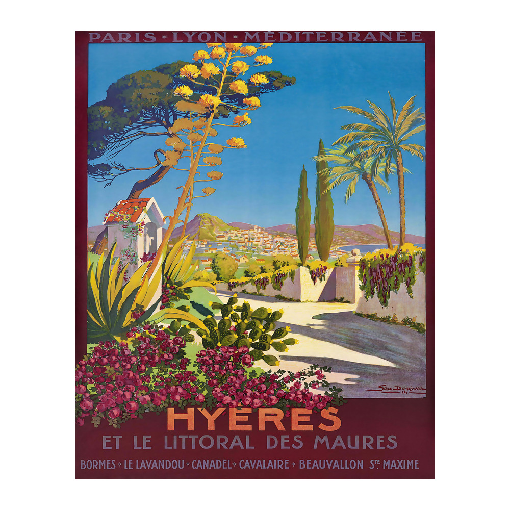 Hyères vintage French travel poster by Georges Dorival 1914 - digitally restored printable wall art mockup
