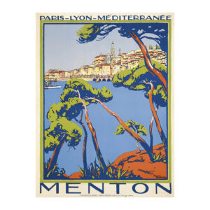 Menton vintage French travel poster by Roger Broders 1922 - digitally restored printable wall art mockup