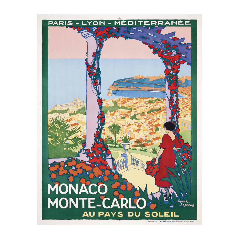 Monaco Monte-Carlo vintage French travel poster by Roger Broders 1922 - digitally restored printable wall art mockup