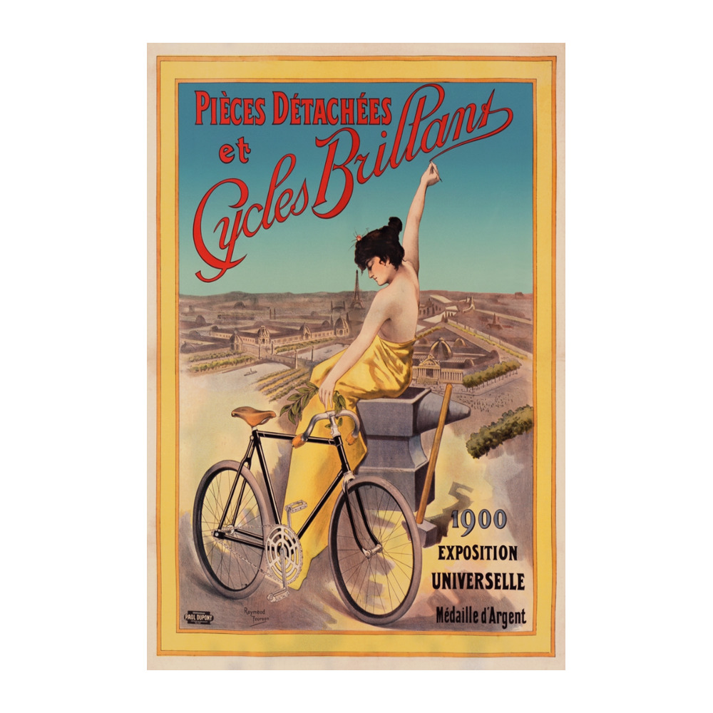 Pièces Détachées et Cycles Brillant by Raymond Tournon 1900 vintage bicycle poster - digitally restored printable wall art mockup