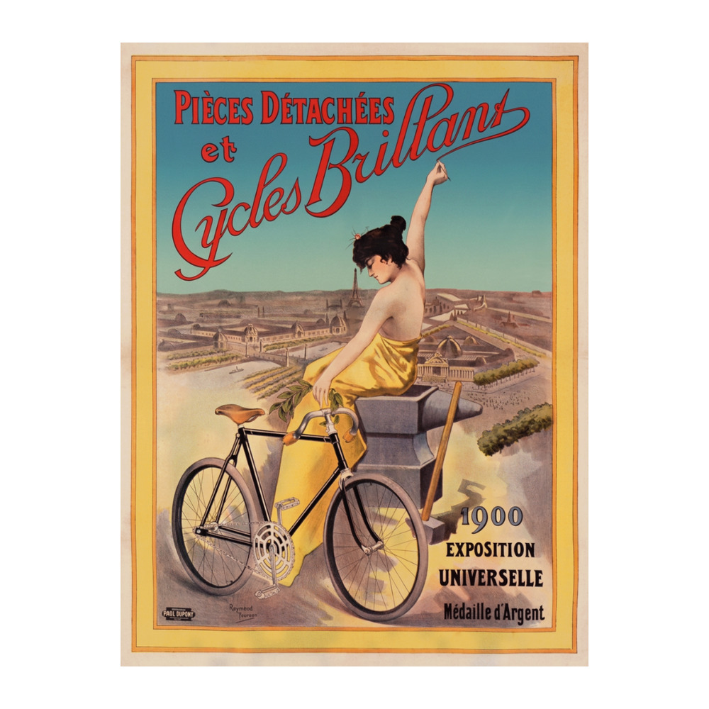 Pièces Détachées et Cycles Brillant by Raymond Tournon 1900 vintage bicycle poster - digitally restored printable wall art mockup