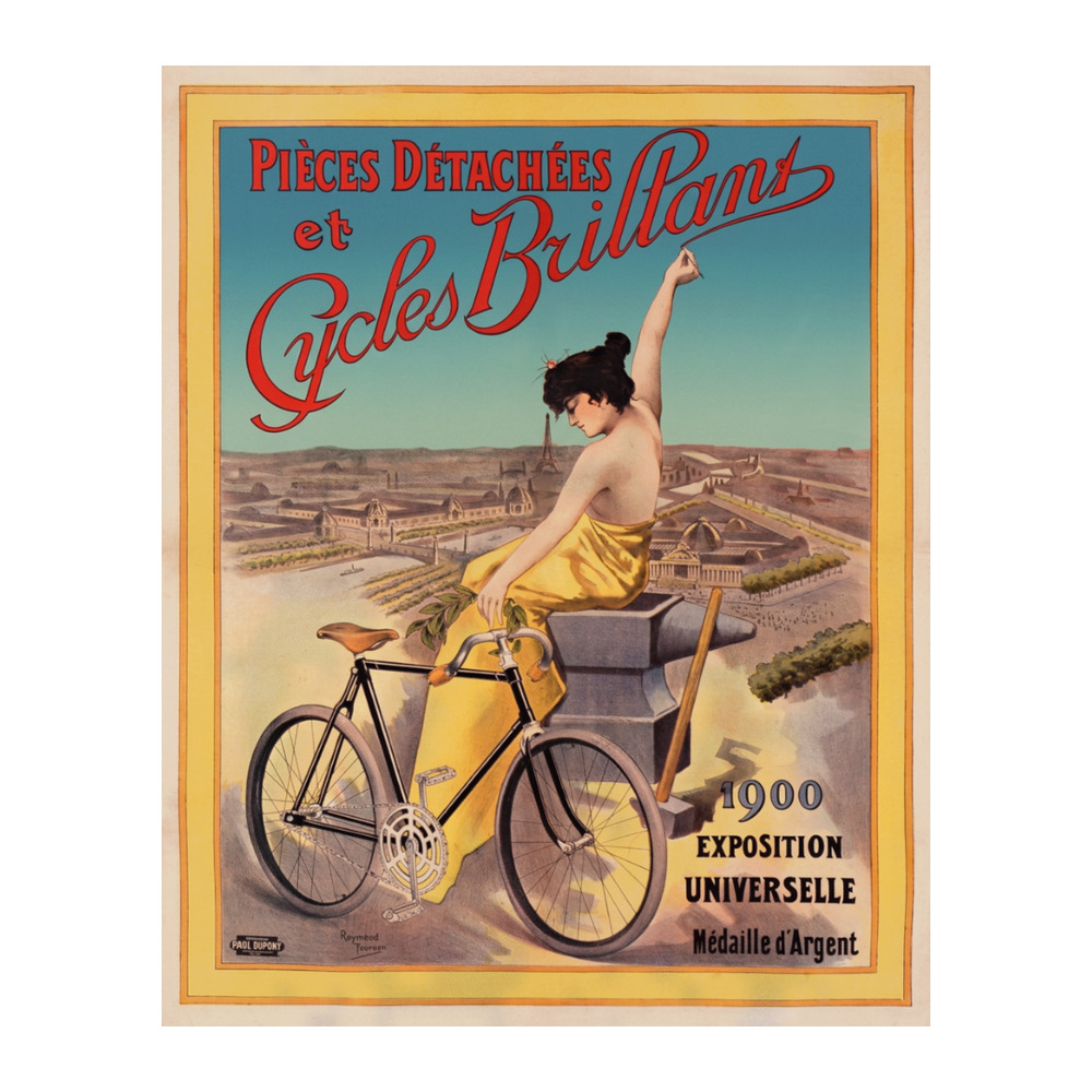 Pièces Détachées et Cycles Brillant by Raymond Tournon 1900 vintage bicycle poster - digitally restored printable wall art mockup