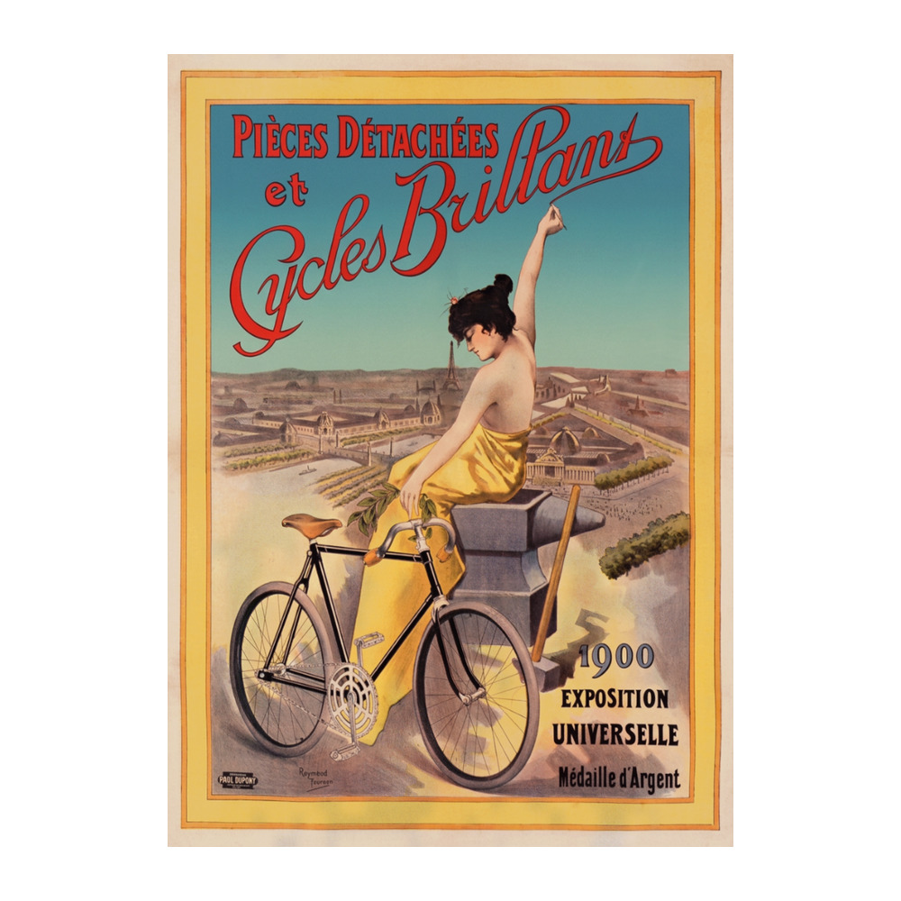 Pièces Détachées et Cycles Brillant by Raymond Tournon 1900 vintage bicycle poster - digitally restored printable wall art mockup