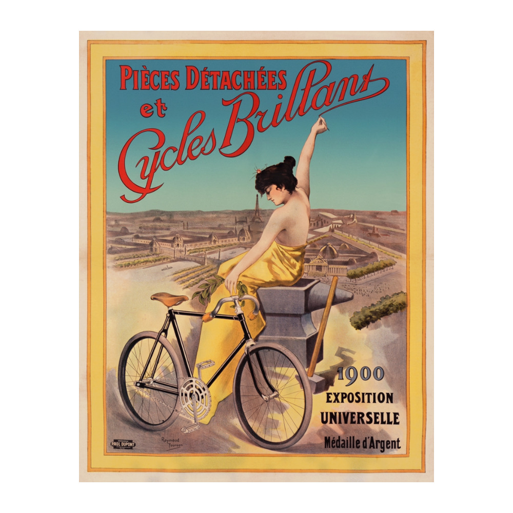 Pièces Détachées et Cycles Brillant by Raymond Tournon 1900 vintage bicycle poster - digitally restored printable wall art mockup