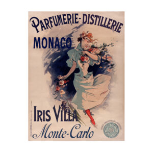 Parfumerie-Distillerie Monaco Iris Villa Monte Carlo by Jules Chéret 1897 vintage beauty poster - digitally restored printable wall art mockup
