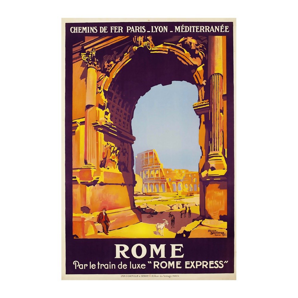 Rome vintage French travel poster by Roger Broders 1921 - digitally restored printable wall art mockup