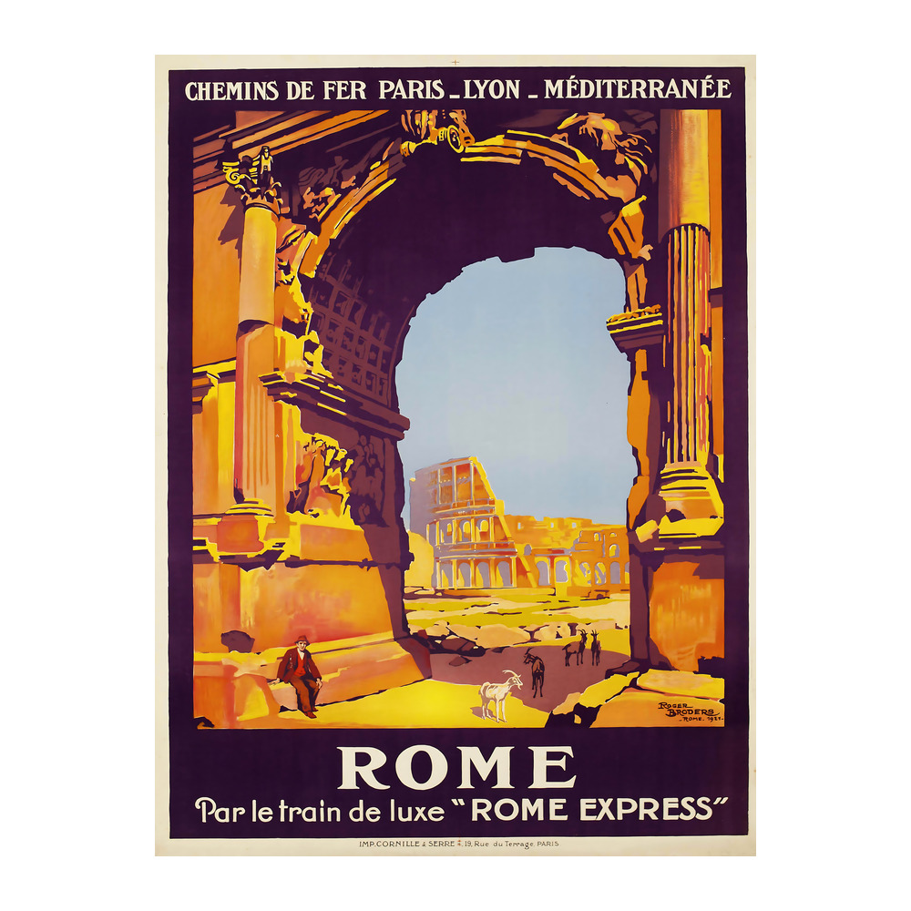 Rome vintage French travel poster by Roger Broders 1921 - digitally restored printable wall art mockup