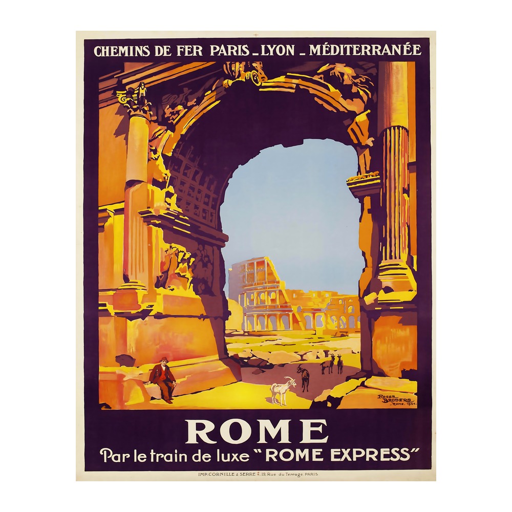Rome vintage French travel poster by Roger Broders 1921 - digitally restored printable wall art mockup
