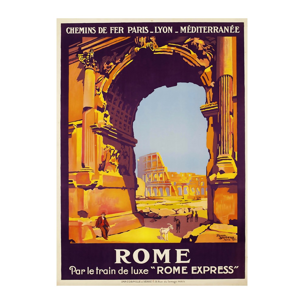 Rome vintage French travel poster by Roger Broders 1921 - digitally restored printable wall art mockup