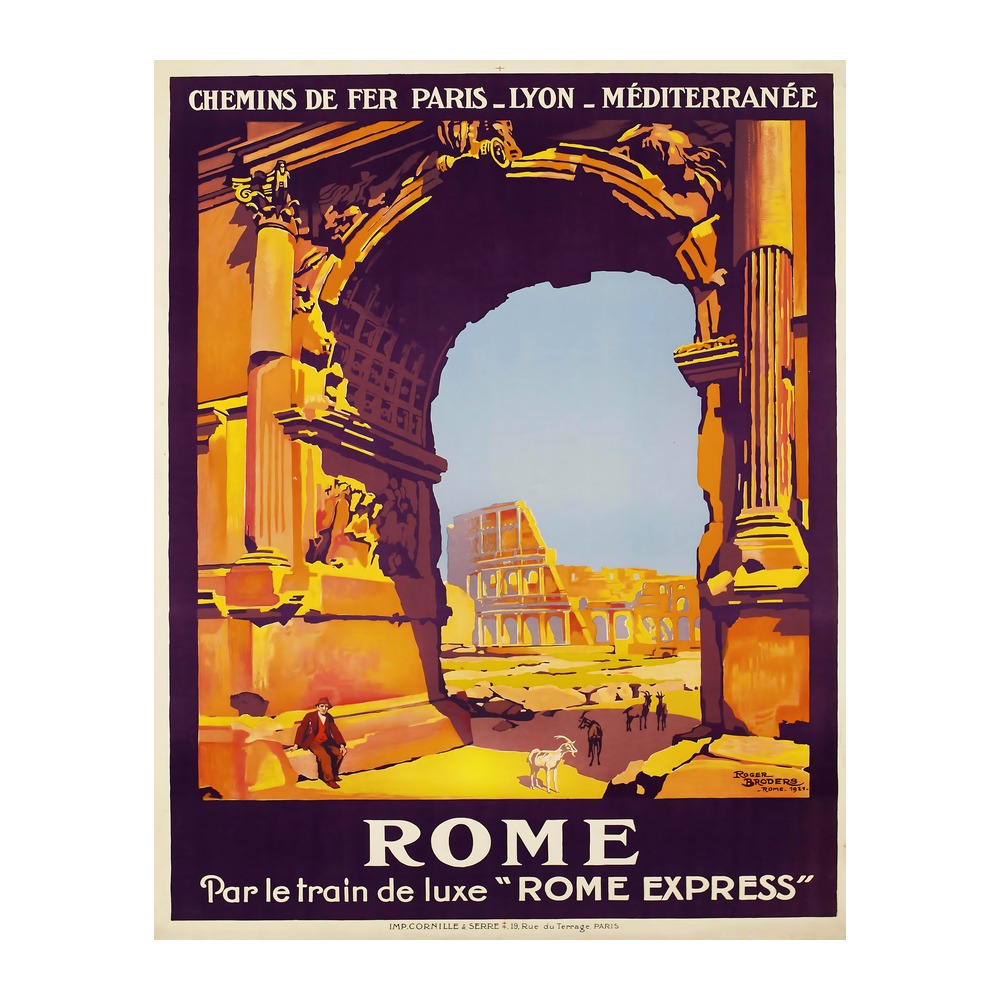 Rome vintage French travel poster by Roger Broders 1921 - digitally restored printable wall art mockup