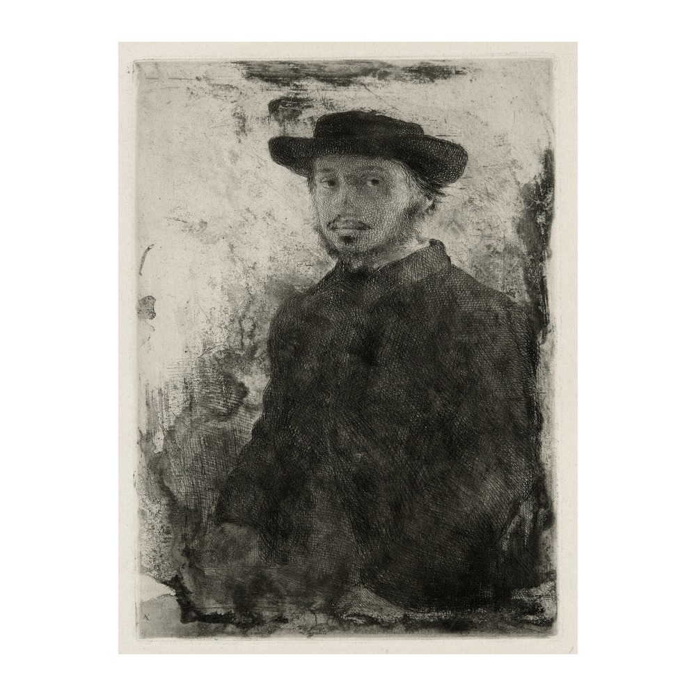 Vintage fine art poster Self-Portrait by Edgar Degas 1857, framed wall art mockup