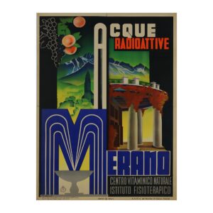 Merano radioactive water vintage ENIT travel poster by Filippo Romoli 1940 - digitally restored printable wall art mockup